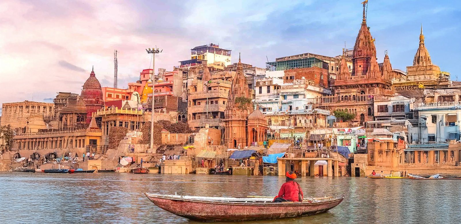 Ghats beside Ganges Varanasi India